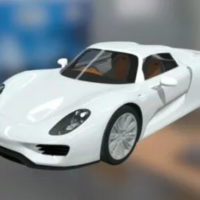 White Porsche 918 Sport Car 3d model