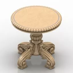 Antique Wooden Round Table 3d model