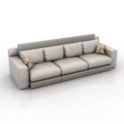 3 Seats White Sofa 3d model