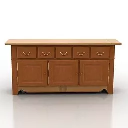 Red Wood Locker Low Furniture 3d model
