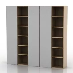 White Wood Color Wardrobe 3d model