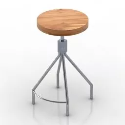 Wood Round Bar Chair 3d model