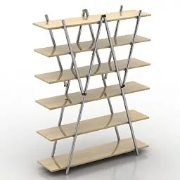 Wood Shelf With Metal Frame 3d model