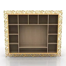 Wooden Tv Wall Rack 3d model