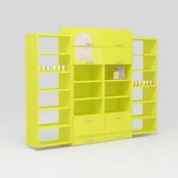 Yellow Shelving Cabinet Furniture 3d model