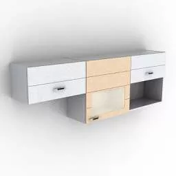 Wooden Hanging Wall Shelf 3d model