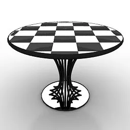 Round Checker Table 3d model