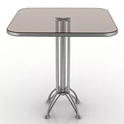 Square Glass Table Metal Legs 3d model