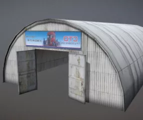Curved Hangar Building 3d model