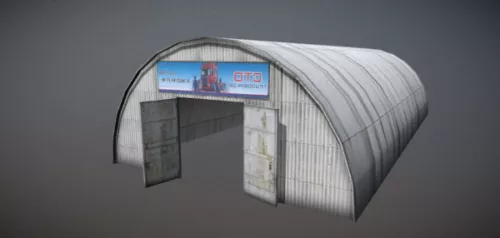 Curved Hangar Building 3d model Curved Hangar Building 3d model
