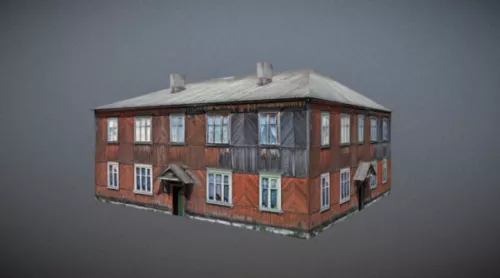 Two-storey Brick House 3d model Two-storey Brick House 3d model