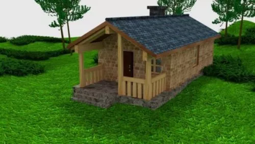Small Cottage House With Garden 3d model