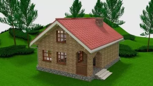 One Level Brick House 3d model One Level Brick House 3d model