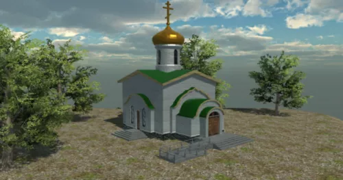 Temple Building Sphere Roof 3d model