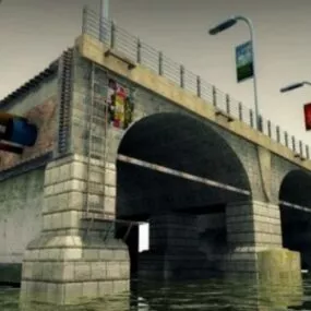 Medieval Stone Bridge 3d model