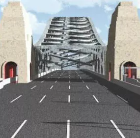 Modern Bridge Building 3d model