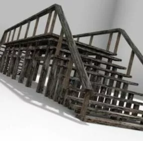 Old Vintage Wooden Bridge 3d model