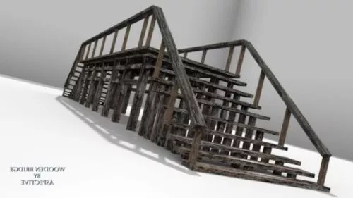 Old Vintage Wooden Bridge 3d model Old Vintage Wooden Bridge 3d model
