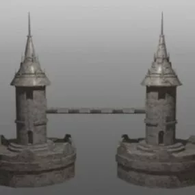 Old Vintage Stone Bridge 3d model