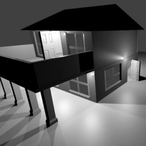 Basic House With Lighting 3d model Basic House With Lighting 3d model