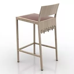 Wooden High Chair Bar Design 3d model