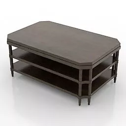 Living Room Dark Wood Table 3d model