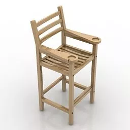 Wood High Chair Design 3d model