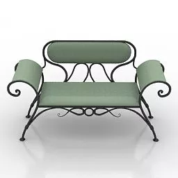 Classic Metal Frame Bench 3d model