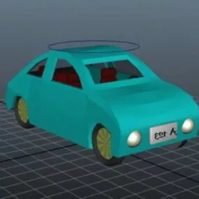 Blue Lowpoly Cartoon Car 3d model