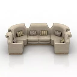 Beige Leather Sectional Sofa 3d model