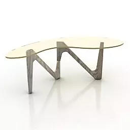 Curved Table With Twist Legs 3d model