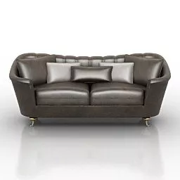 Dark Leather Sofa 3d model