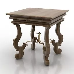 Classic Legs Wooden Table 3d model Classic Legs Wooden Table 3d model