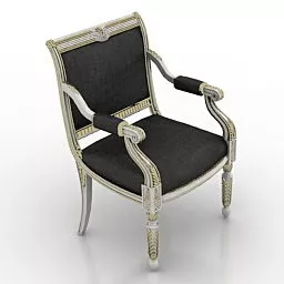Classic Armchair Black Pad 3d model