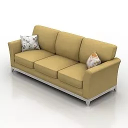 3 Seats Leather Sofa 3d model