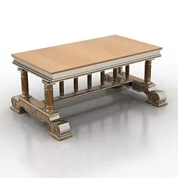 Wooden Table Multiple Legs 3d model