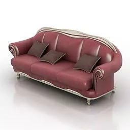 Red Leather Sofa Decoration 3d model