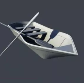 Small Boat With Paddle 3d model