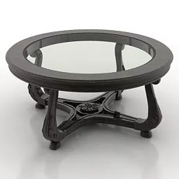 Black Frame Round Glass Table 3d model