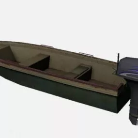 Wood Boat With Machine 3d model