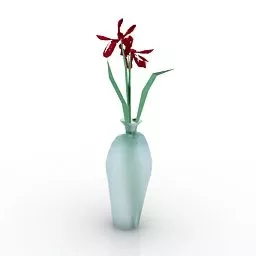 White Ceramic Vase With Flowers 3d model