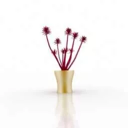 Red Flower In Desk Pot 3d model Red Flower In Desk Pot 3d model
