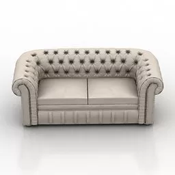 Beige Chesterfield Sofa Design 3d model