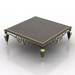 Classic Square Table Iron Legs 3d model