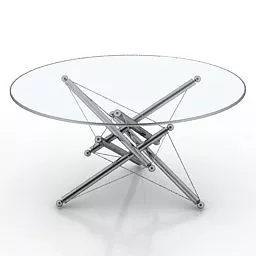 Round Glass Table Chrome Legs 3d model