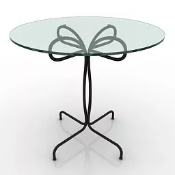 Round Glass Dinner Table 3d model