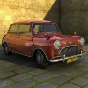 Red Paint Mini Cooper Car 3d model