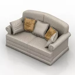 Leather Loveseat Sofa Beige Color 3d model