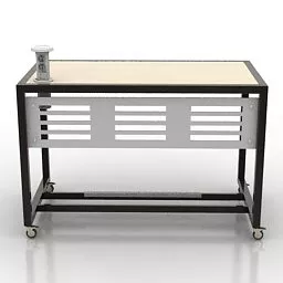 Metal Table Wooden Top 3d model