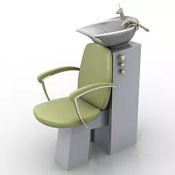 Green Fabric Cosmetic Chair 3d model